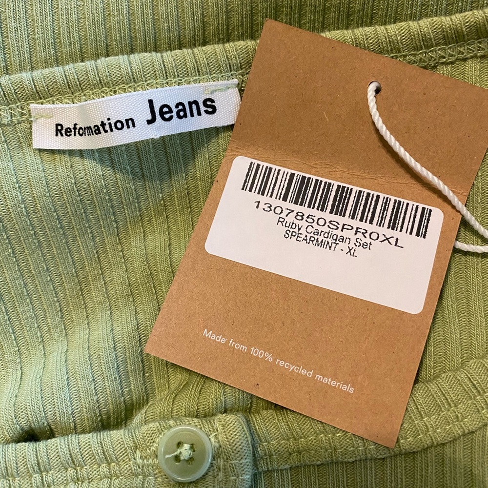 Reformation Sage Ribbed Button-Up Cardigan - Picture 4 of 5